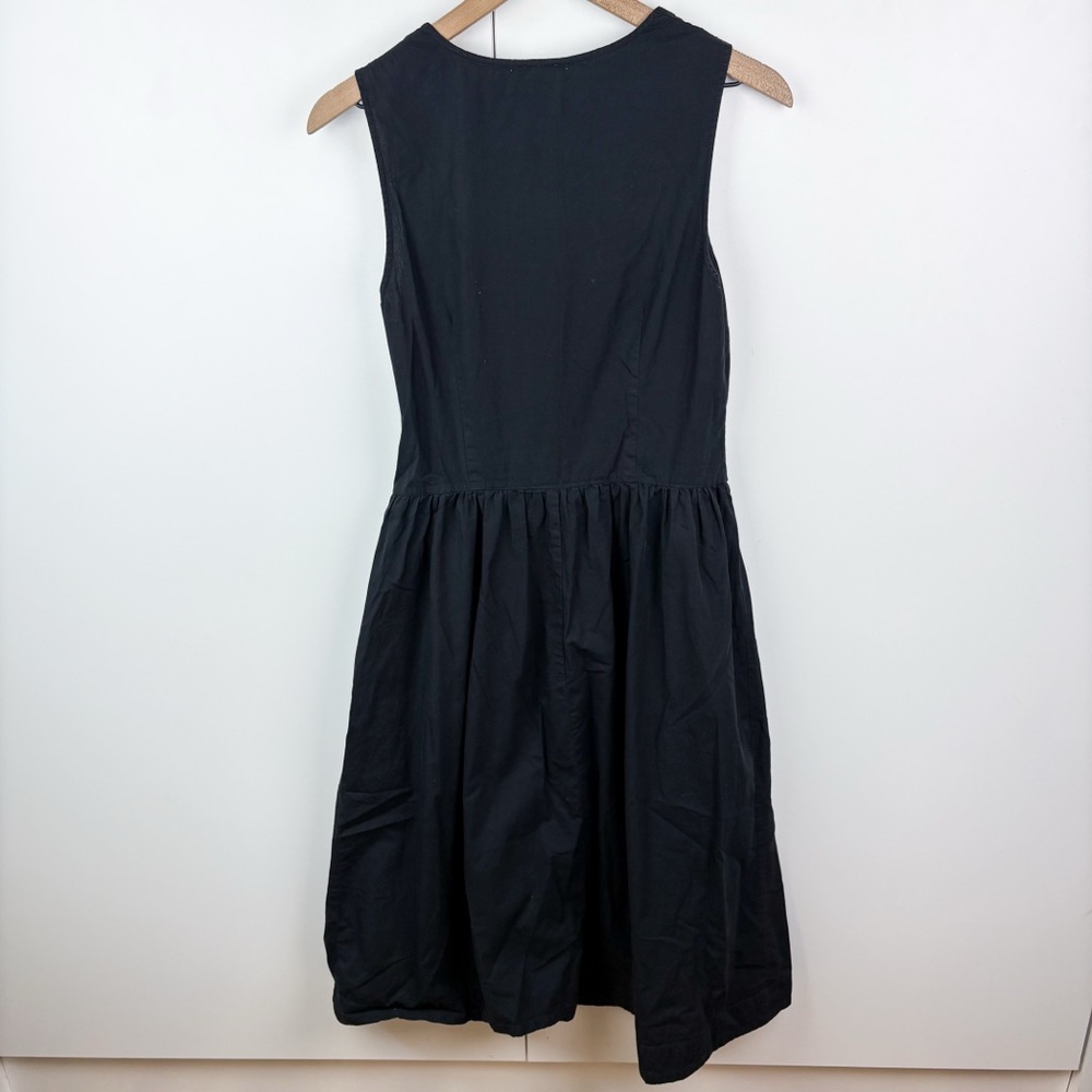 Anthropologie Maeve Drop Waist Midi Dress 100% Cotton Black Square Neck Medium - Picture 6 of 7
